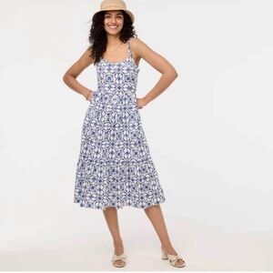 J.Crew factory Poplin Corset Blue Floral midi dress Size 4 NWT